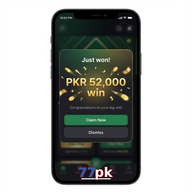 Main screen of 77Pk win page for PK players